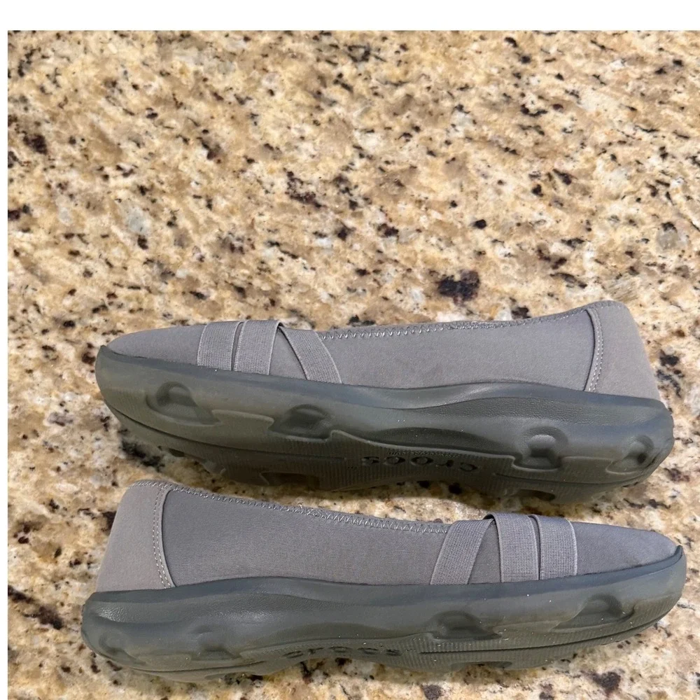 Crocs Busy Day Crisscross Ballet Flat Womens Size 10 Gray Comfort 205339